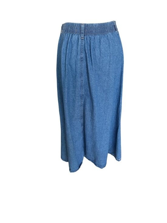 Cherokee Dresses & Skirts - Vintage Cherokee Denim Midi Skirt With Button Front Size 16 Elastic Waist Made I